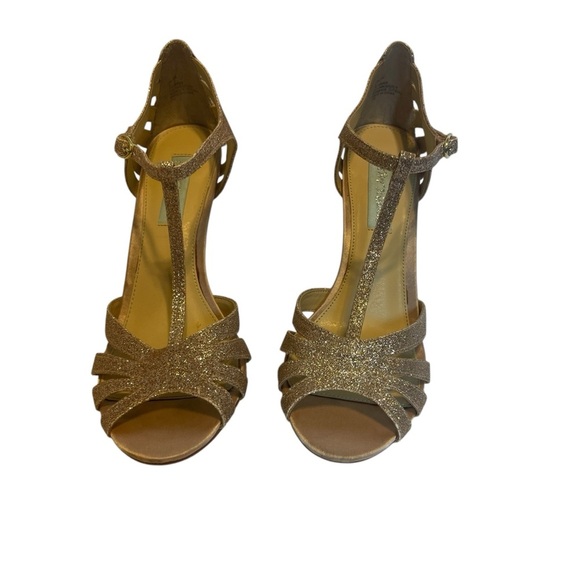 Betsey Johnson Shoes - Betsey Johnson Gold High-Heeled Sandals with Ankle Strap‎